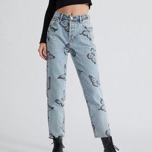 70's Pac Sun Butterfly High Waisted Straight Leg Jeans Barely Worn